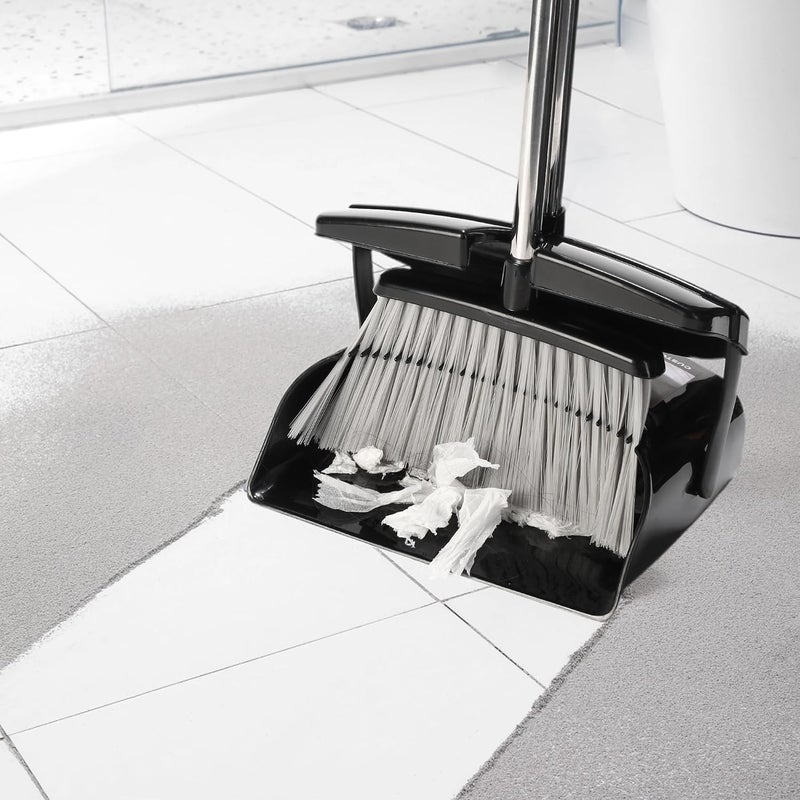 Beimu Broom and Dustpan Set for Home with Lid Indoor Upright Dustpan Broom and Dustpan Set Combo Dust Pan with Long Handle Apartment Household Essentials for New Home Angle Broom Sweeping Office Kitchen - Image 5